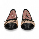 BAILARINA CALADA PIEL NEGRO+BEIGE