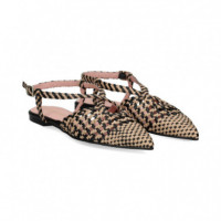 SIN TALON TRENZADO PIEL NEGRO+BEIGE