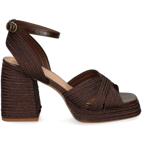 SANDALIA (B) CRUZADA RAFFIA MARRON