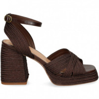SANDALIA (B) CRUZADA RAFFIA MARRON