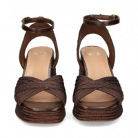 SANDALIA (B) CRUZADA RAFFIA MARRON