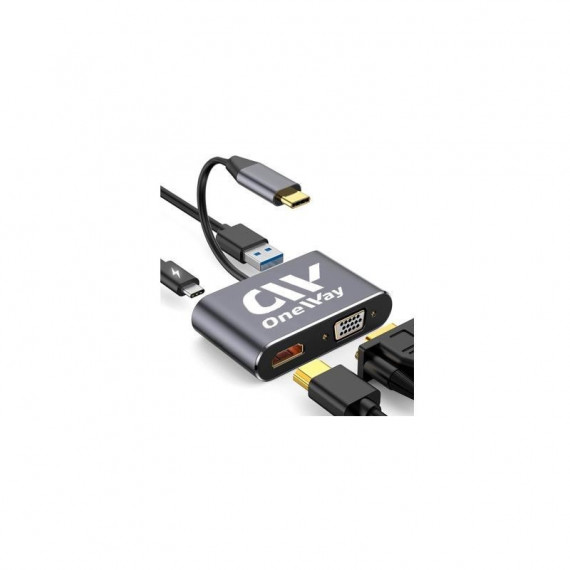 DOCK HUB ONEWAY USB-C 4 EN 1 HDMI/VGA/USB 3.0/USB-