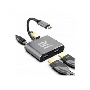 DOCK HUB ONEWAY USB-C 5 EN 1 X2HDMI/USB 3.0/USB-C