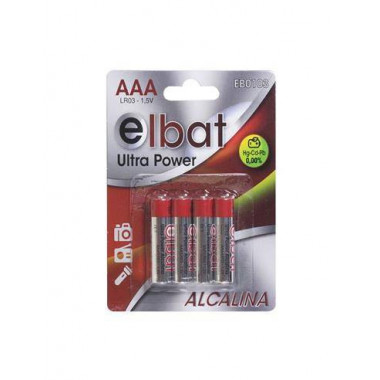 ELBAT Pack de 4 Pilas Alkalinas AAA LR03 1.5V