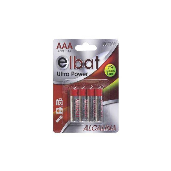 ELBAT Pack de 4 Pilas Alkalinas AAA LR03 1.5V
