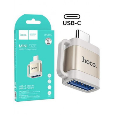 HOCO Adaptador OTG Tipo C/M a Usb A/H UA31C Gris
