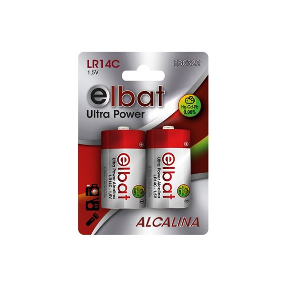 ELBAT Pila Alkalina Pack De 2 LR14C 1.5V Ultra Power