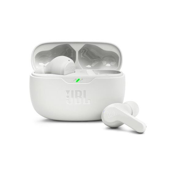 JBL Auricular Bluetooth WAVE BEAM Blanc Con Estuche de Carga ,Control Por Voz,Resistente al Agua 32H