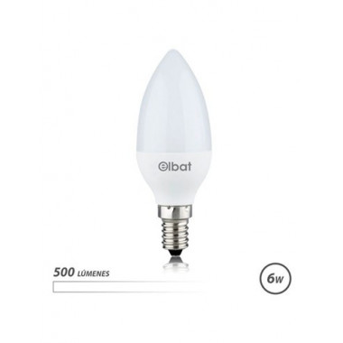 ELBAT Bombilla Led Luz Blanca 6W C37 500 Lumenes,E14 EB0485