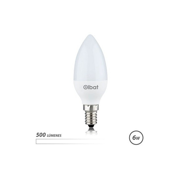 ELBAT Bombilla Led Luz Blanca 6W C37 500 Lumenes,E14 EB0485