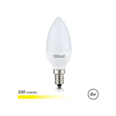 ELBAT Bombilla Led Luz Calida 6W C37 500 Lumenes,E14 EB0486