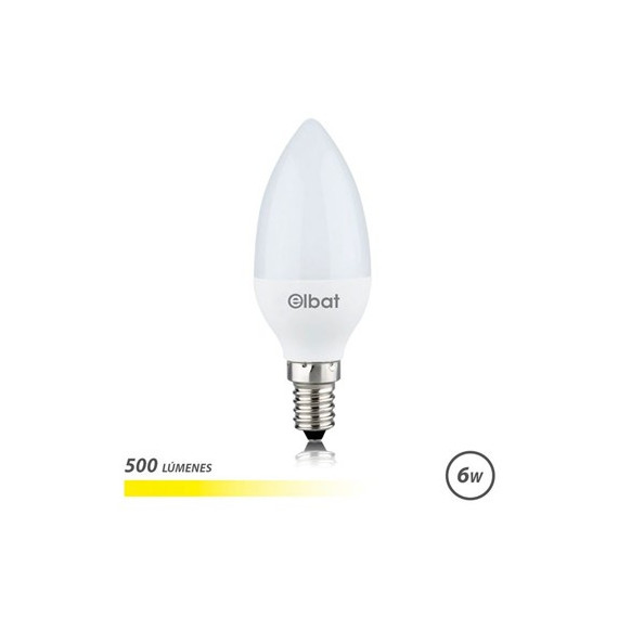 ELBAT Bombilla Led Luz Calida 6W C37 500 Lumenes,E14 EB0486