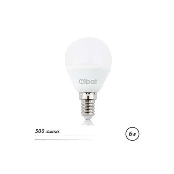 ELBAT Bombilla Led Luz Blanca 6W G45 500 Lumenes,E14 EB0495