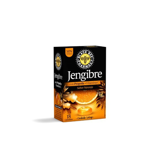 BLACK BEE CARAMELOS JENGIBRE 18 CARAMELOS 45 G SABOR NARANJA