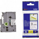 Cinta BROTHER P-touch Laminada Superadhesiva Negro sobre Transparente 9MM 8M (TZS121)