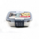 Fiambrera Rectangular de Acero Inoxidable Santa Clara 0,6L, Apta para Microondas y Horno