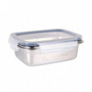 Fiambrera Rectangular de Acero Inoxidable Santa Clara 0,6L, Apta para Microondas y Horno