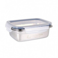 Fiambrera Rectangular de Acero Inoxidable Santa Clara 0,6L, Apta para Microondas y Horno