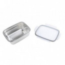 Fiambrera Rectangular de Acero Inoxidable Santa Clara 0,6L, Apta para Microondas y Horno