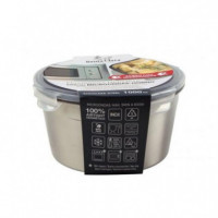 Fiambrera de Acero Inoxidable Santa Clara 1L Apta para Microondas y Horno