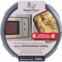 Fiambrera de Acero Inoxidable Santa Clara 1L Apta para Microondas y Horno