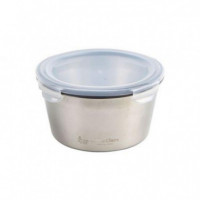 Fiambrera Redonda de Acero Inoxidable Santa Clara 0.6L para Horno y Microondas