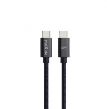 Cable Trenzado USB-C a USB-C Maxlife 100W 1 Metro Negro