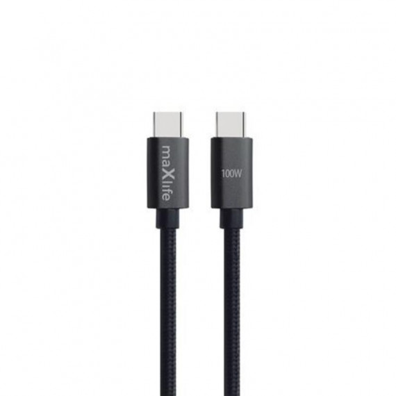 Cable Trenzado USB-C a USB-C Maxlife 100W 1 Metro Negro
