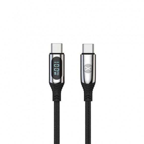Cable USB-C a USB-C Forever con Pantalla LCD 100W 1m Negro