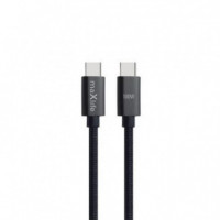 Cable Trenzado USB-C a USB-C Maxlife 100W, 2m, Negro