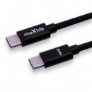 Cable Trenzado USB-C a USB-C Maxlife 100W, 2m, Negro