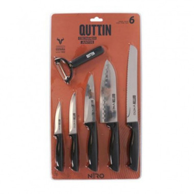 Set de Cuchillos Quttin de 6 Piezas con Mango Negro