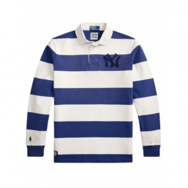 POLO RALPH LAUREN - KNIT-RUGBY-PULLOVER - ANNAPOLIS BLUE DECK WASH WHITE - 710B14462002/ANNAPOLIS BLUE DECK WASH WHITE