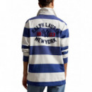 POLO RALPH LAUREN - KNIT-RUGBY-PULLOVER - ANNAPOLIS BLUE DECK WASH WHITE - 710B14462002/ANNAPOLIS BLUE DECK WASH WHITE