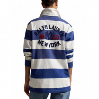 POLO RALPH LAUREN - KNIT-RUGBY-PULLOVER - ANNAPOLIS BLUE DECK WASH WHITE - 710B14462002/ANNAPOLIS BLUE DECK WASH WHITE