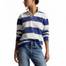 POLO RALPH LAUREN - KNIT-RUGBY-PULLOVER - ANNAPOLIS BLUE DECK WASH WHITE - 710B14462002/ANNAPOLIS BLUE DECK WASH WHITE