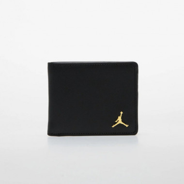Cartera JORDAN Negra Logo Metalico Dorado