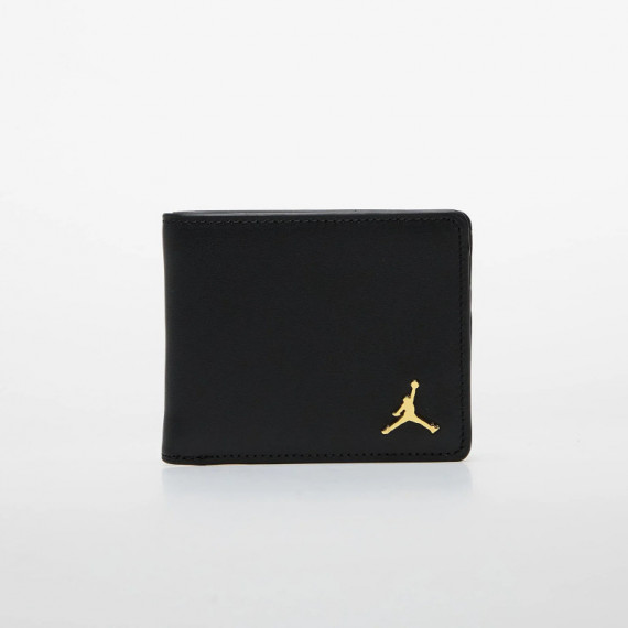Cartera JORDAN Negra Logo Metalico Dorado