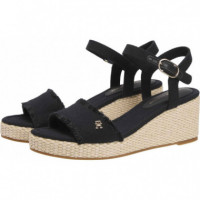 Mid Woven Wedge Espad Fringe Black  TOMMY HILFIGER