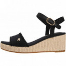 MID WOVEN WEDGE ESPAD FRINGE BLACK