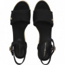 MID WOVEN WEDGE ESPAD FRINGE BLACK