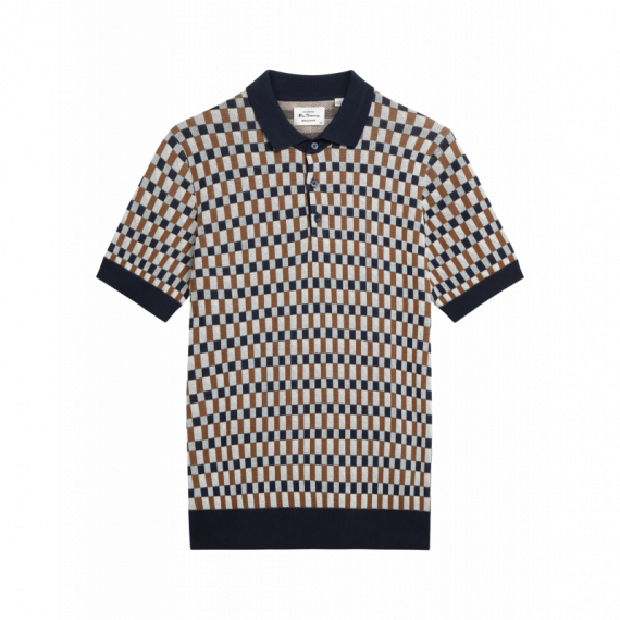 Polos Polo BEN SHERMAN All Over Jacquard Dark Navy