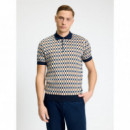Polos Polo BEN SHERMAN All Over Jacquard Dark Navy