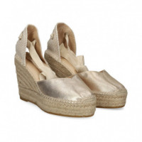 ALPARGATA CUÑA METALIZADO ORO