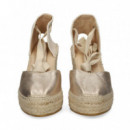 ALPARGATA CUÑA METALIZADO ORO