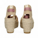 ALPARGATA CUÑA YUTE FLORES RAFIA BEIGE