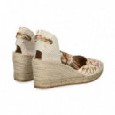 ALPARGATA CUÑA YUTE FLORES BORDADAS ROSA