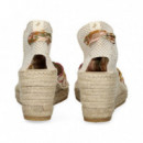 ALPARGATA CUÑA YUTE FLORES BORDADAS ROSA