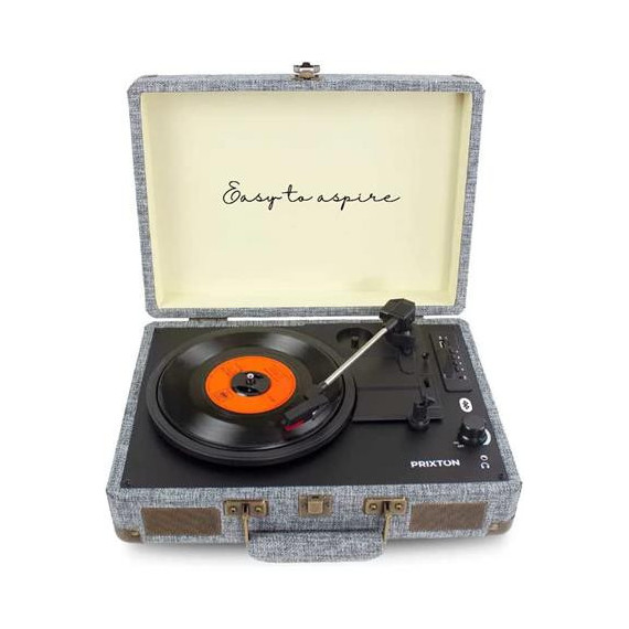PRIXTON Tocadisco Grabador con Bluetooth/usb/fm/tf VC400 Fabric Tela Gris