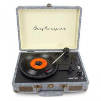 PRIXTON Tocadisco Grabador con Bluetooth/usb/fm/tf VC400 Fabric Tela Gris